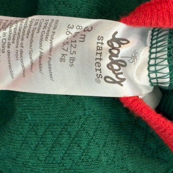 Baby Starters Infant 3 Months Santa Footies Green Long Sleeve Christmas Coverall - Picture 5 of 5